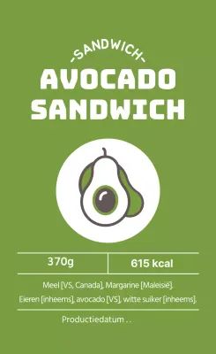 Groen geïllustreerd sandwich etiket
