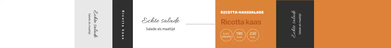 Oranje schone salade etiket met voedingsfeiten