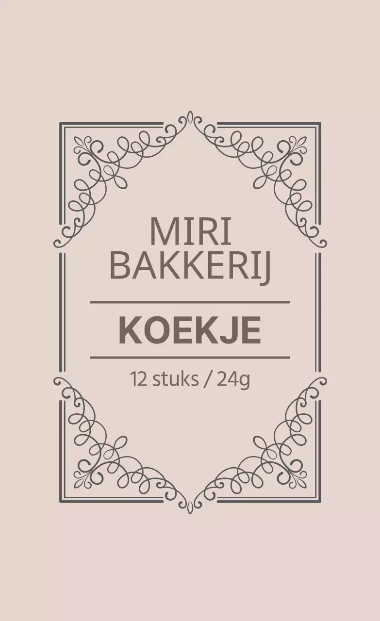 Beige grijs geïllustreerde bakkerij koekjeslabels