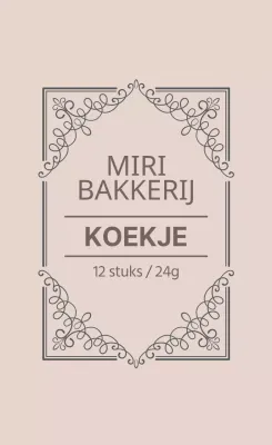 Beige grijs geïllustreerde bakkerij koekjeslabels