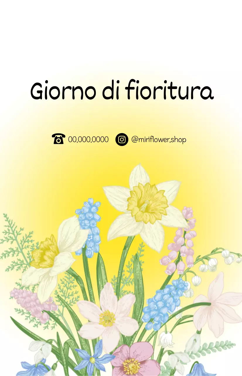 Un fiorista con sfumature di colore e illustrazioni di bouquet per una fresca atmosfera primaverile