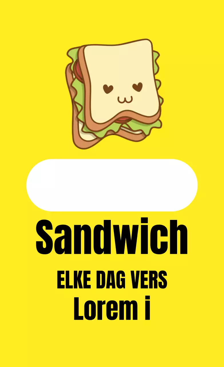 Geel geïllustreerde sandwich etiketten