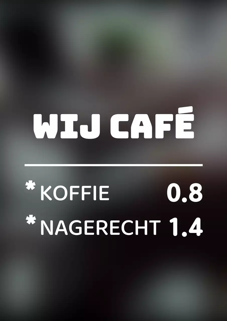 Een eenvoudig café menubord met een strakke stijl