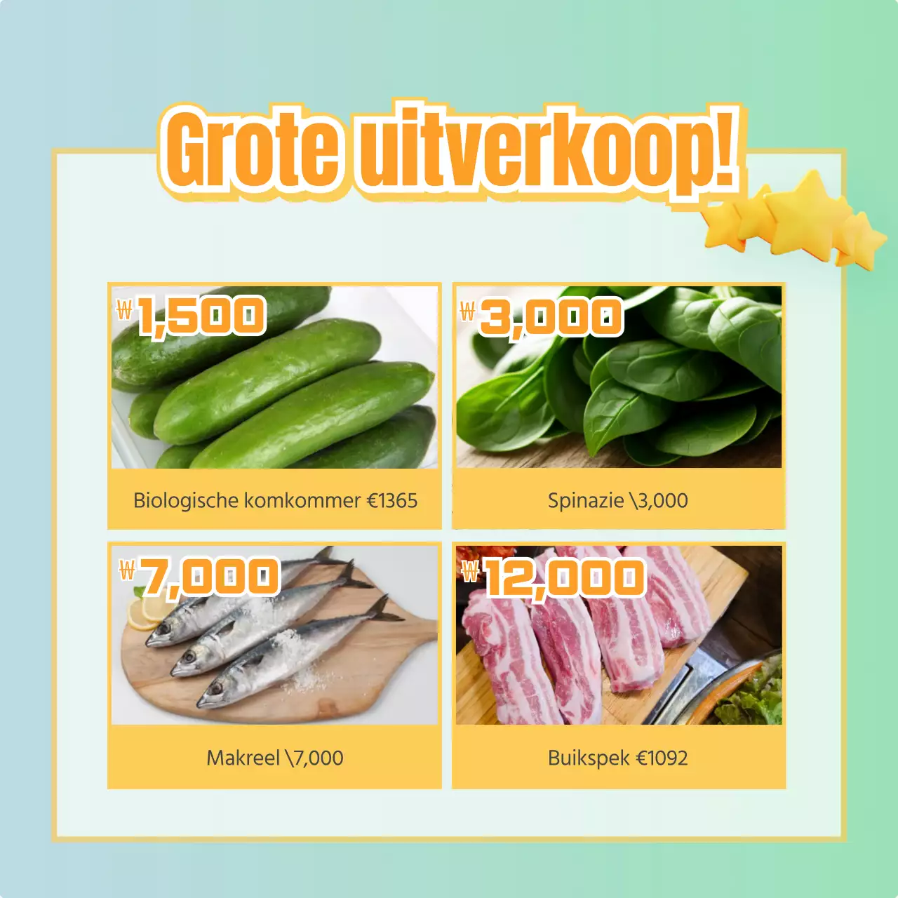 Een eenvoudige post voor de verkoop van mint- en gele producten