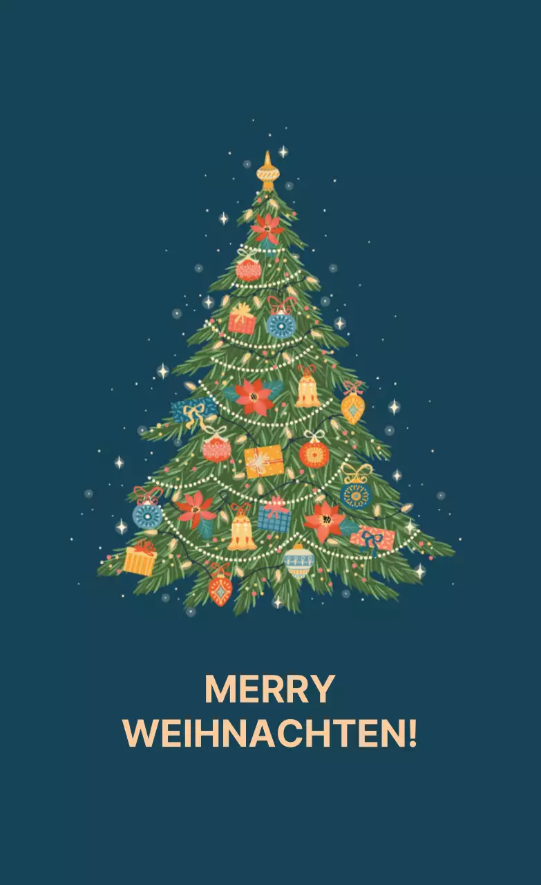 Blau illustriertes Jubiläums-Weihnachtsetikett