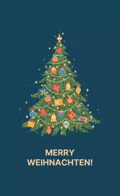 Blau illustriertes Jubiläums-Weihnachtsetikett