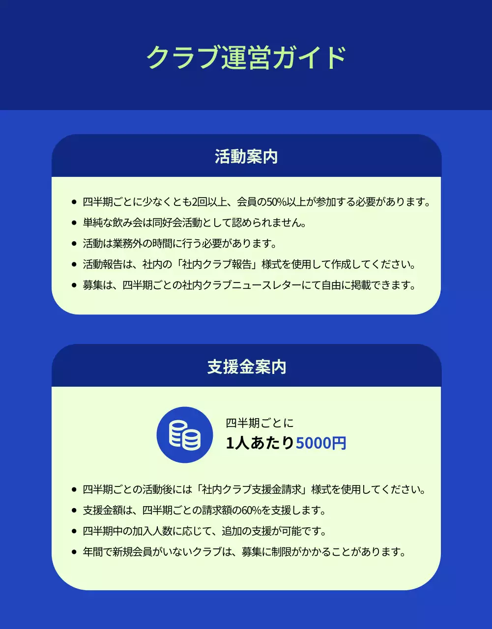 青 シンプル クラブ活動 お知らせ 詳細ページ