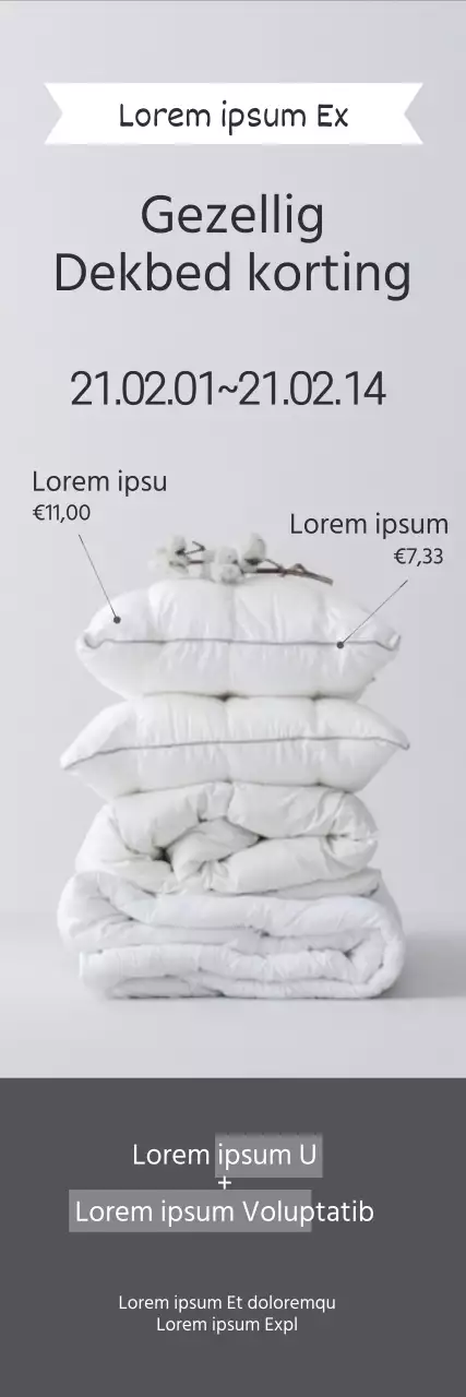 Highlight een grijze foto Eenvoudig dekbed om een verkoopactie te promoten