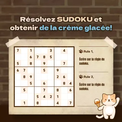 Jeu de Sudoku mignon en marron et bleu clair