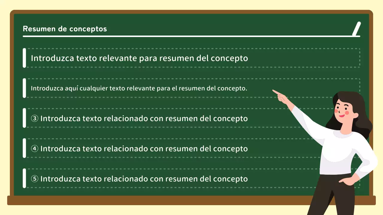 Guía de conceptualización en pizarra verde y blanca