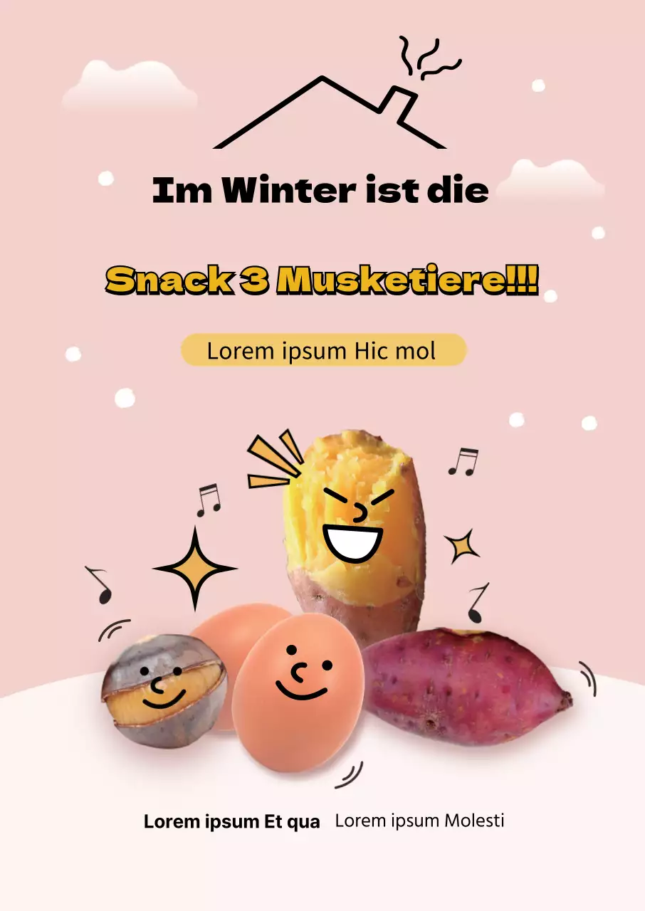 Gelbes süßes Winter-Straßenessen-Poster