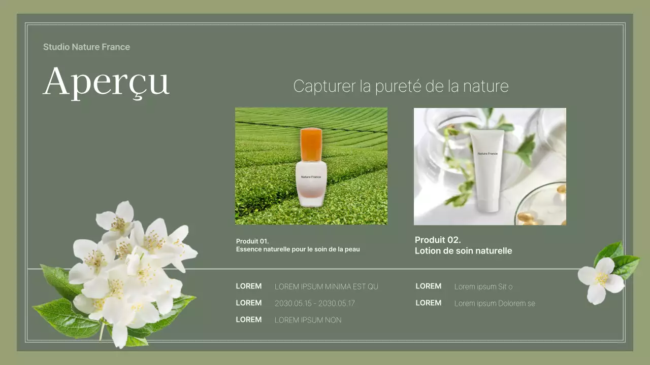 Tableau conceptuel de cosmétiques sur le thème de la nature verte