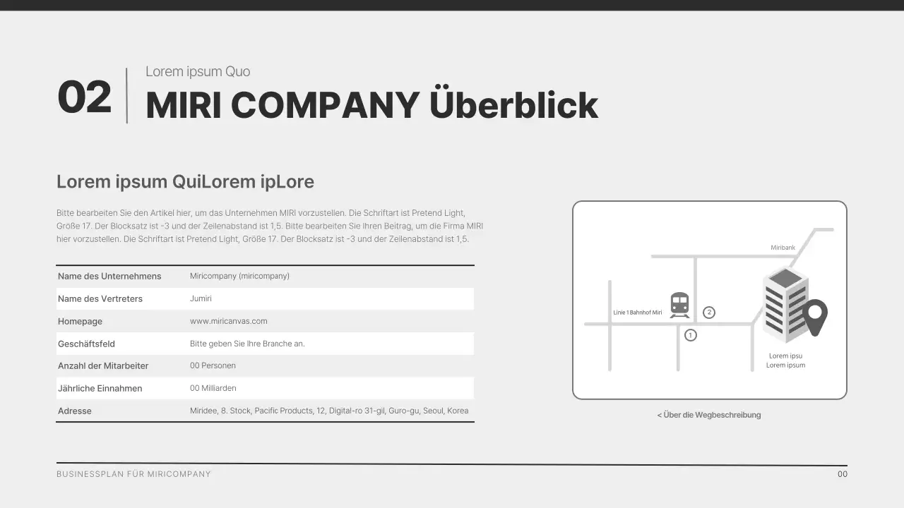 Ein modernes Unternehmensprofil in Schwarz und Grau