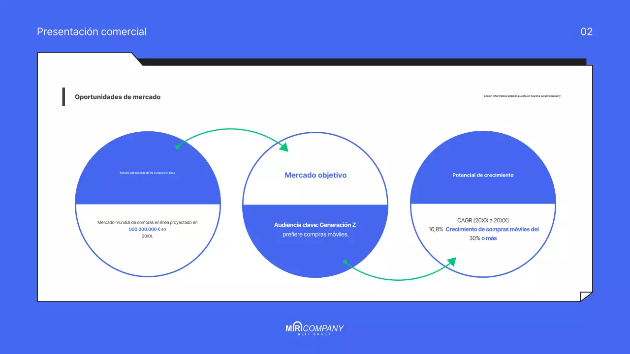Un pitch deck moderno y azul para tu startup