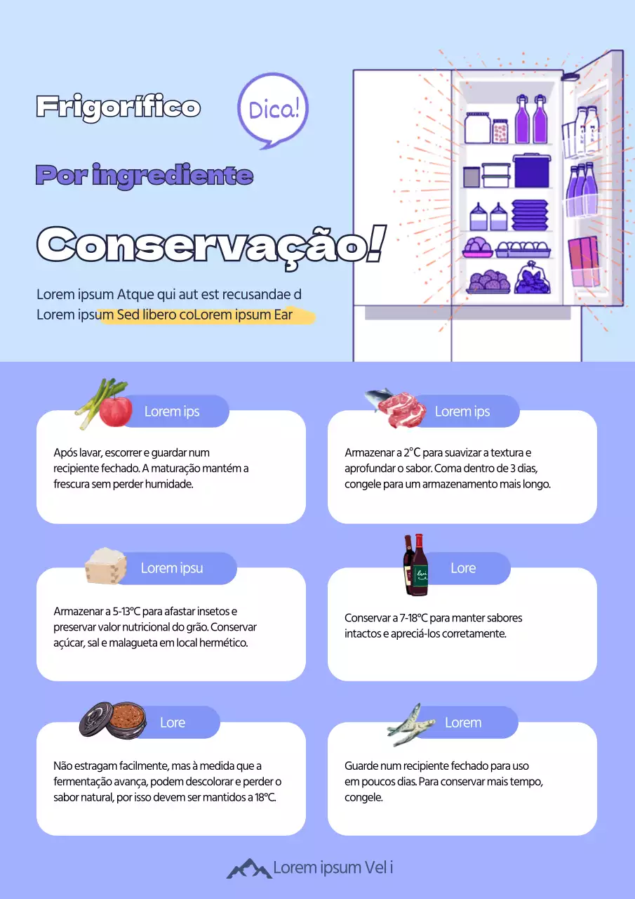 Artigo sobre a conservação de alimentos no frigorífico roxo