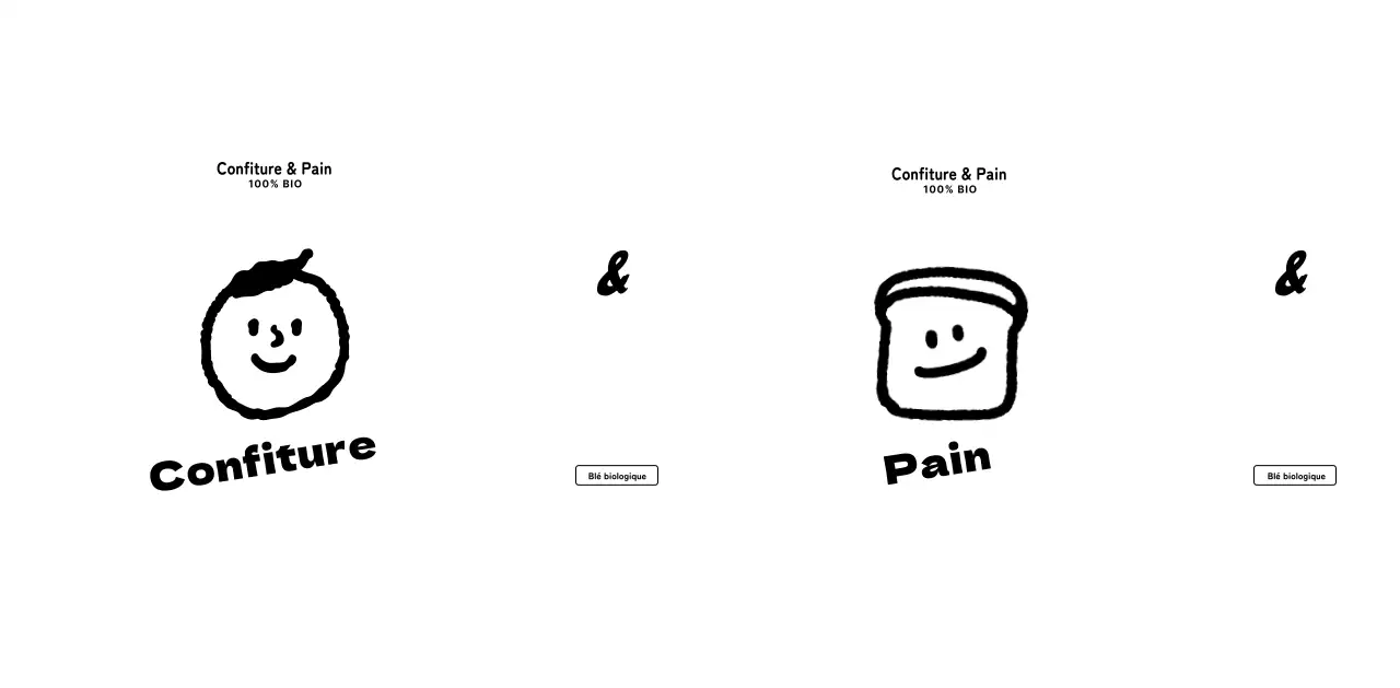 Logo pour la promotion et l'information d'un café dessert avec une personne mignonne et une illustration de pain