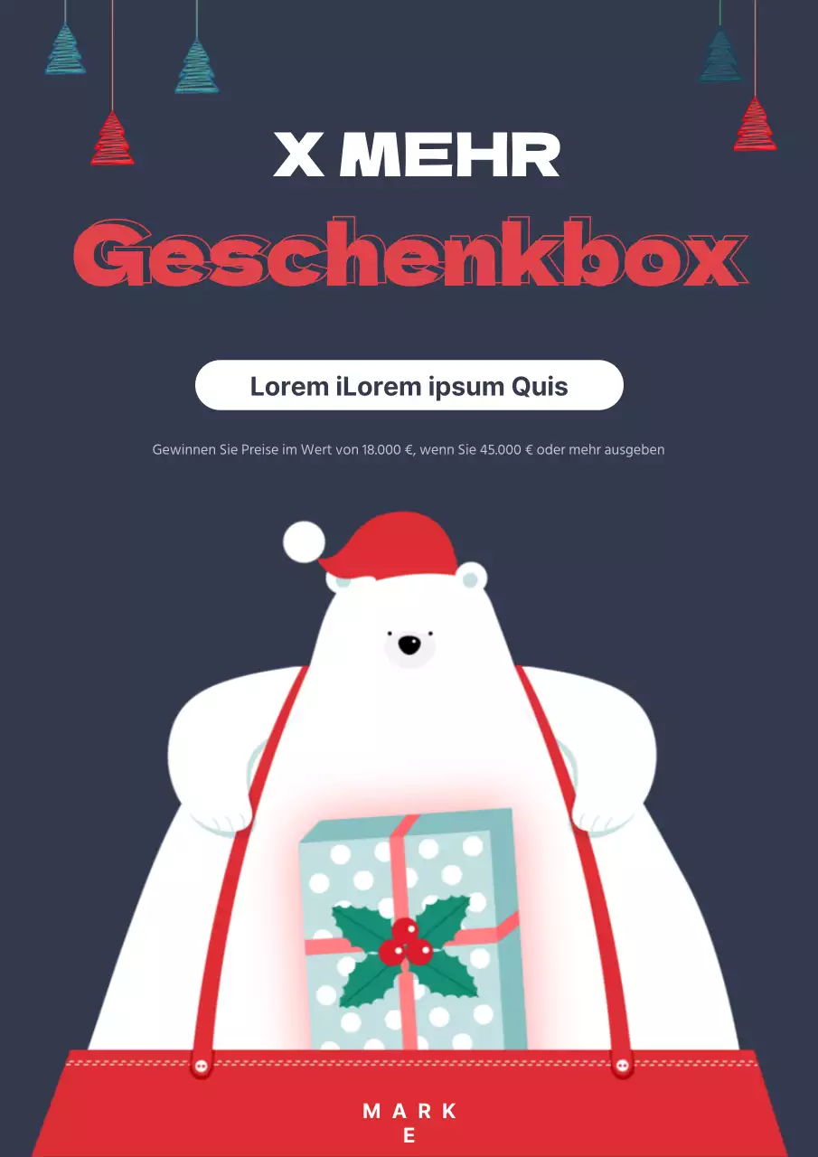 Werben Sie für eine Weihnachtsveranstaltung mit einer marineblauen Eisbärenfigur