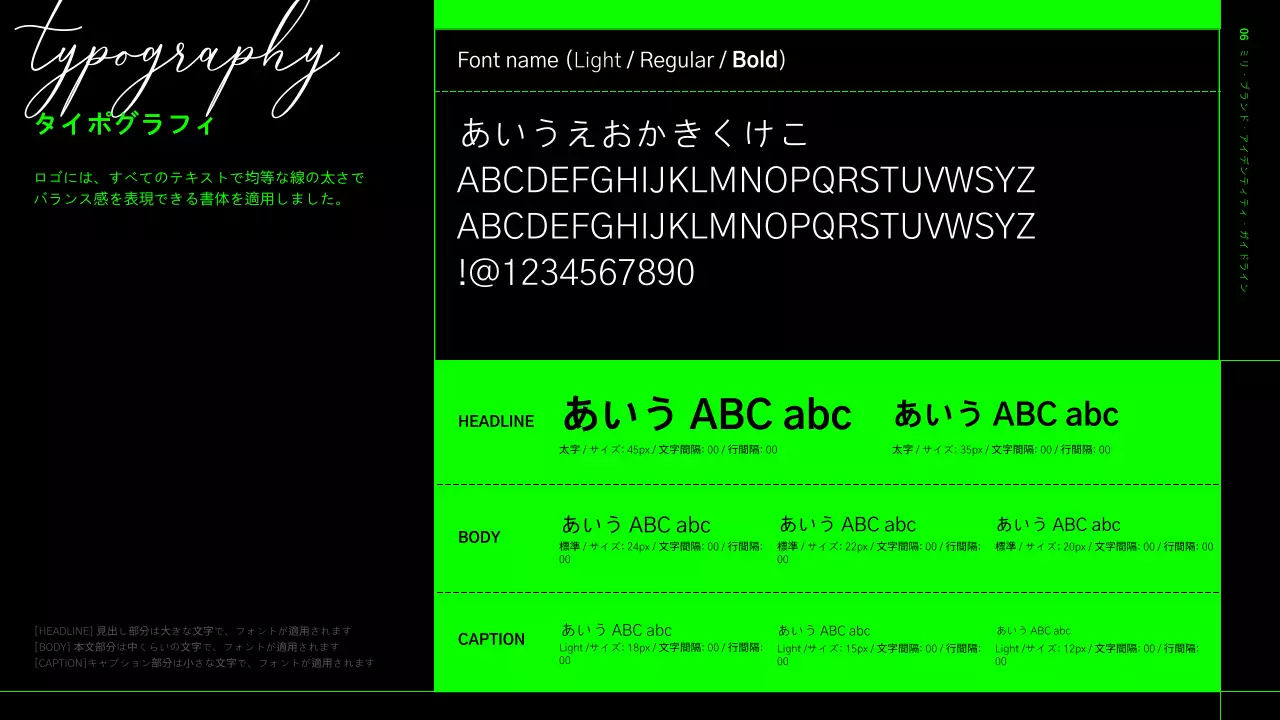 黒 モダン ブランドガイドライン マニュアル プレゼンテーション