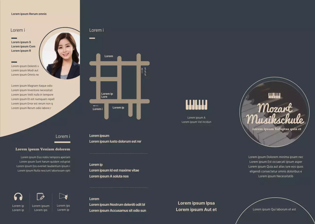 Ein Punkt Klavierschule Werbung und Informationen in einem sauberen Stil