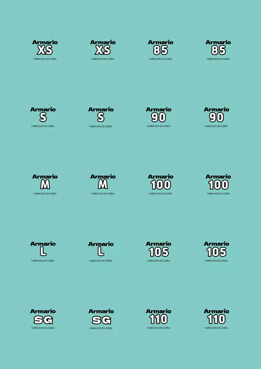 Pegatina a mano alzada talla de ropa de menta simple