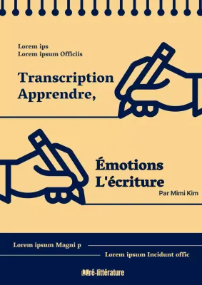 A propos de l'écriture simple en jaune et bleu marine