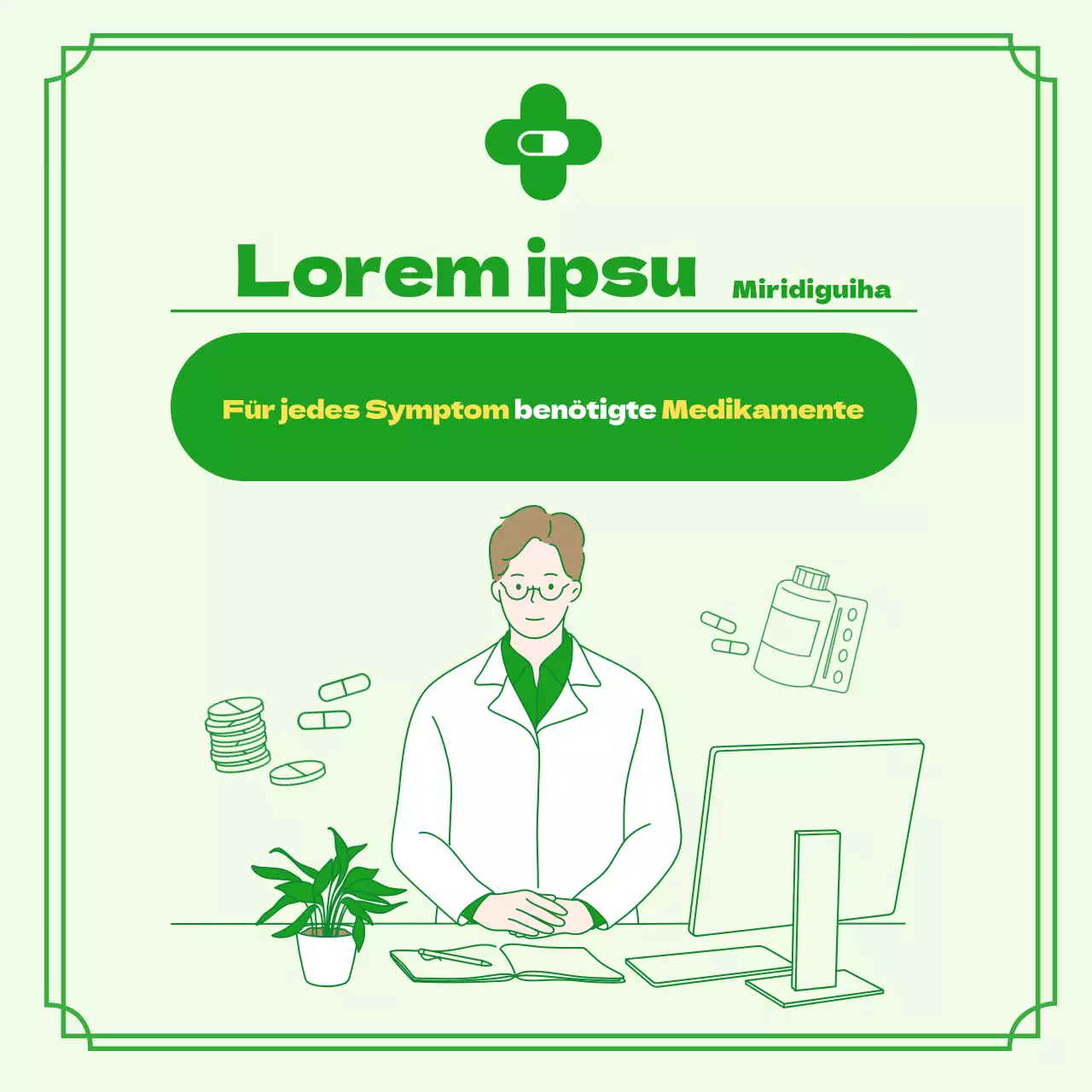 Benötigte Medikamente pro Symptom im grün illustrierten Verschreibungskonzept