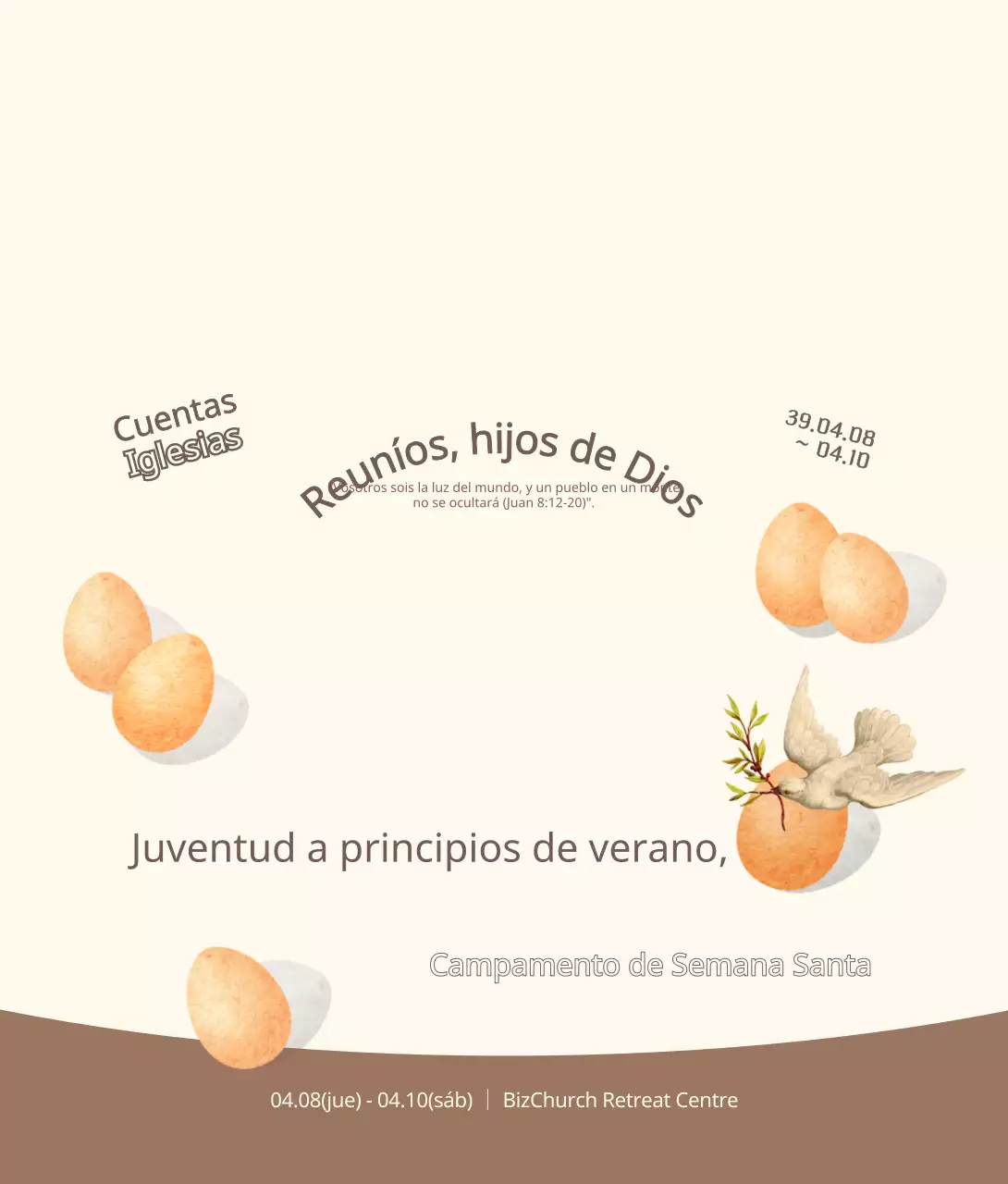 Concepto de ilustración de Pascua emocional en amarillo claro y marrón Información sobre campamentos juveniles de Pascua