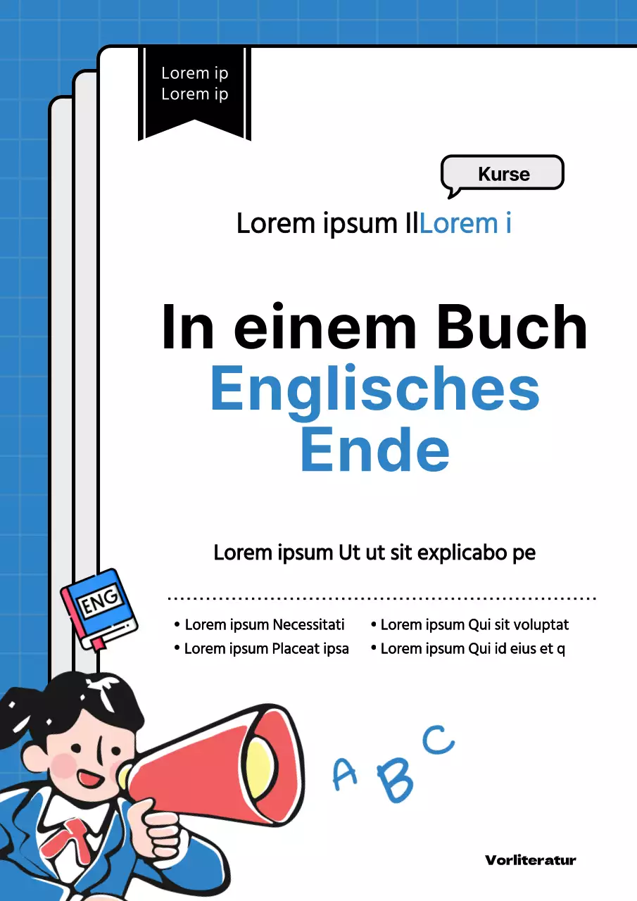 Niedliche blaue Illustration eines Bucheinbands mit einer speziellen Frage