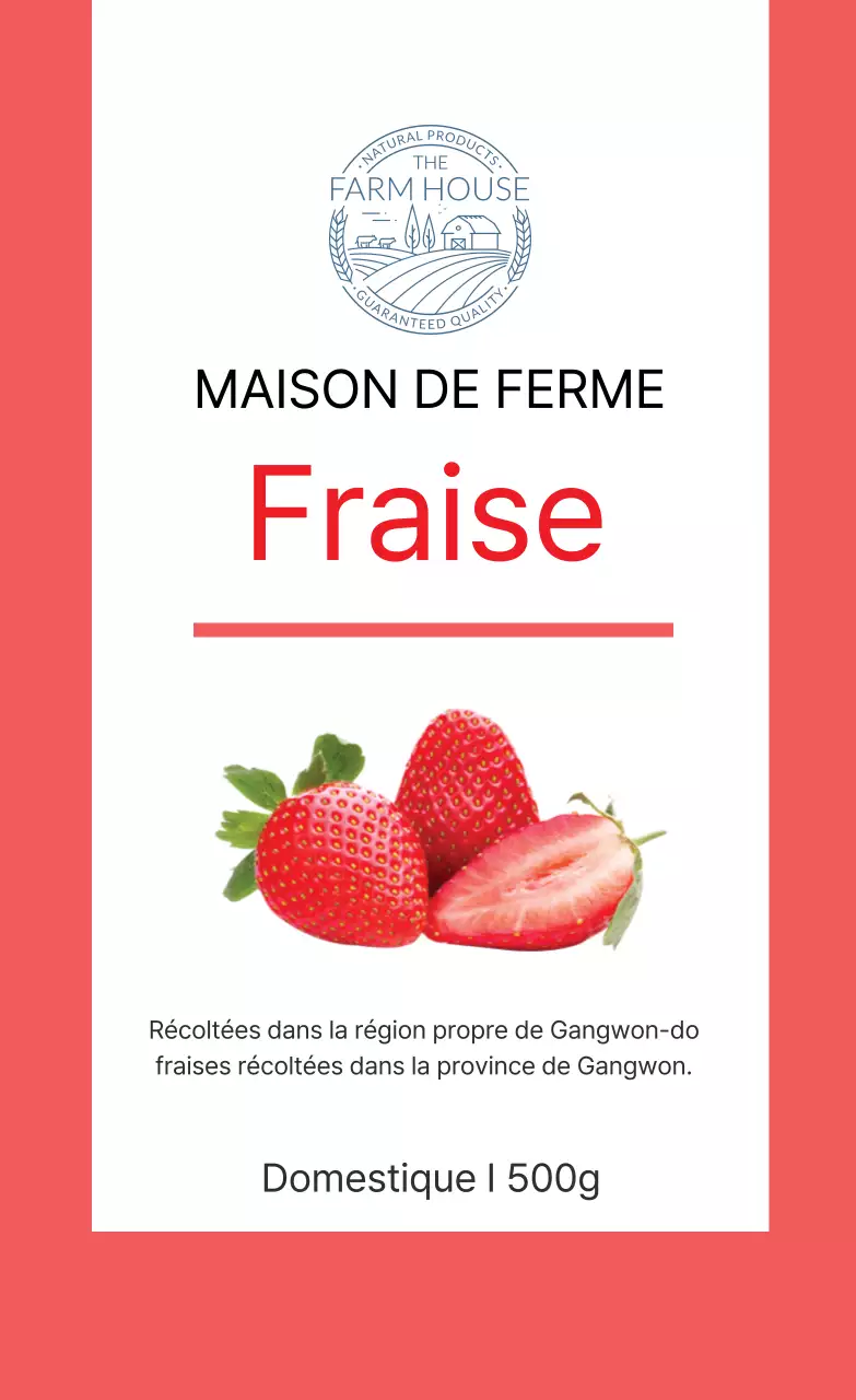 Étiquette pour les produits à base de fraises