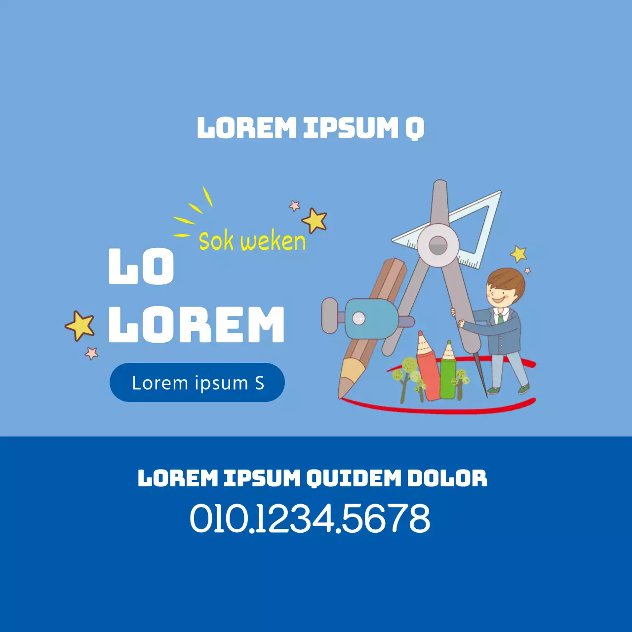 Blauwe Illustratie Schattige School