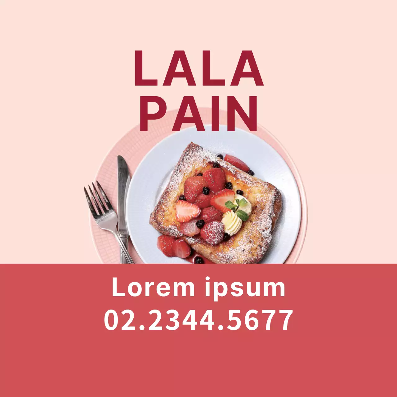 Etiquette promotionnelle pour la livraison d'un brunch avec des accents de photos rouges