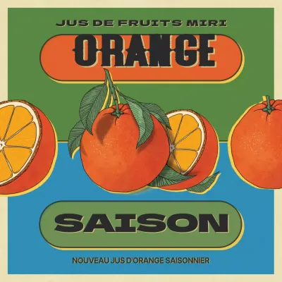 Le concept pop art orange et vert introduit un menu de fruits de saison