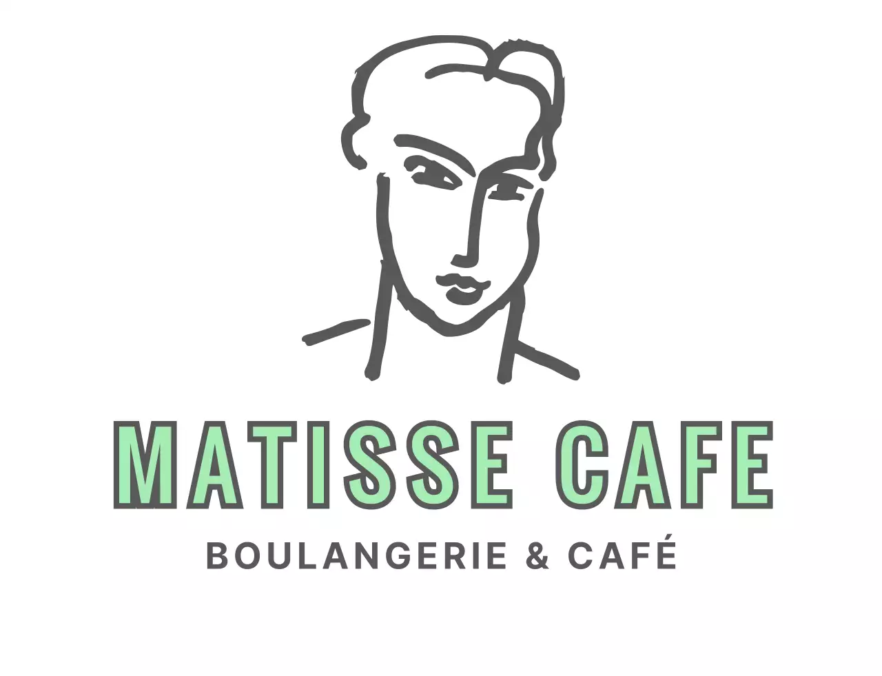 Un café gris menthe, au dessin sentimental