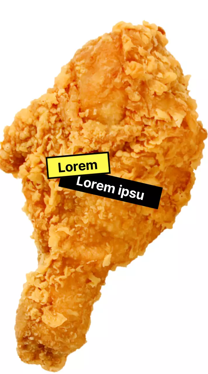 Brathähnchen mit gelber und schwarzer Aufschrift