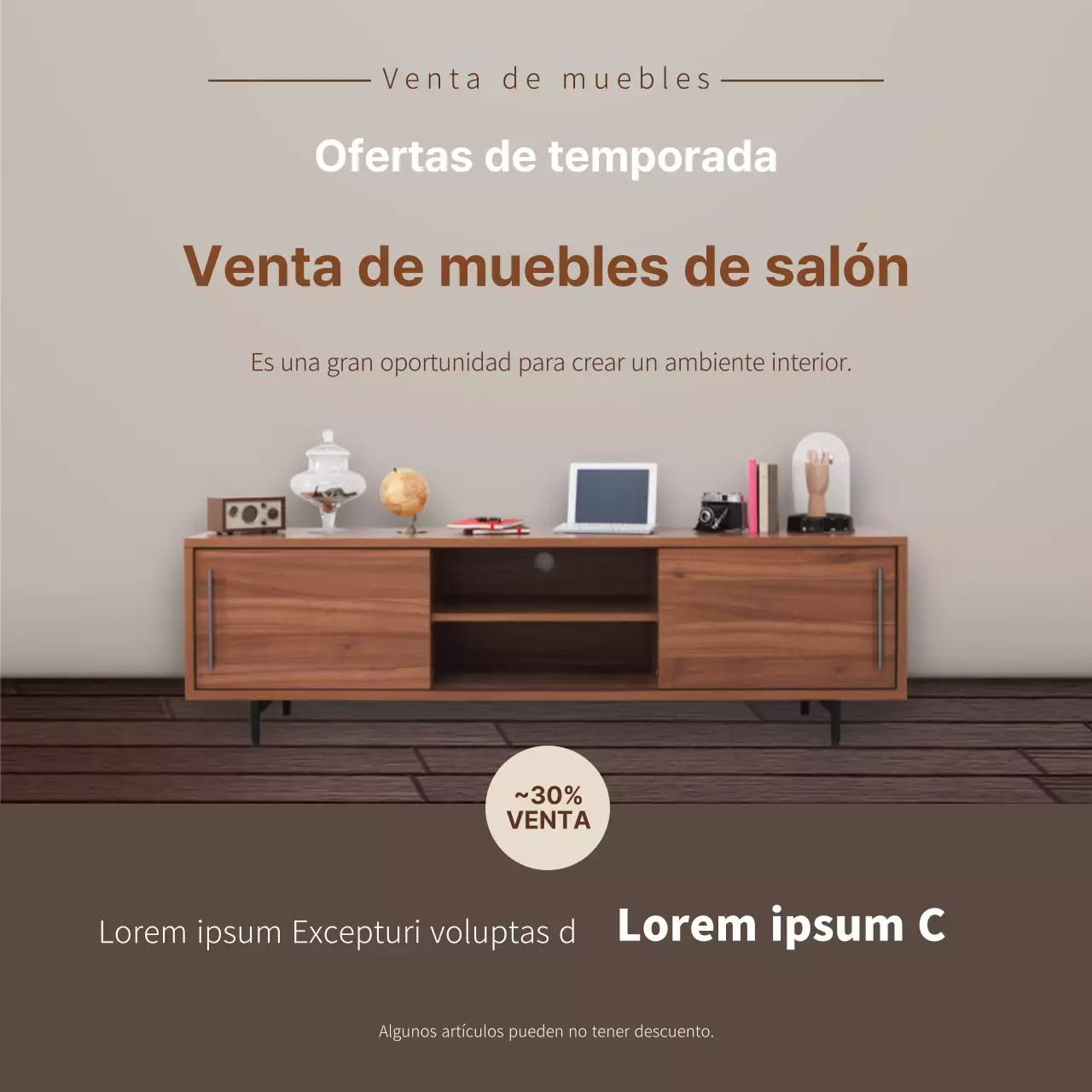 La fotografía marrón destaca en la promoción de un evento sobre el interiorismo de muebles