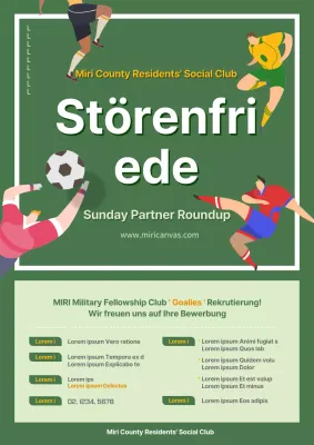 Rekrutierungs-Webposter für Fußballvereine in grün