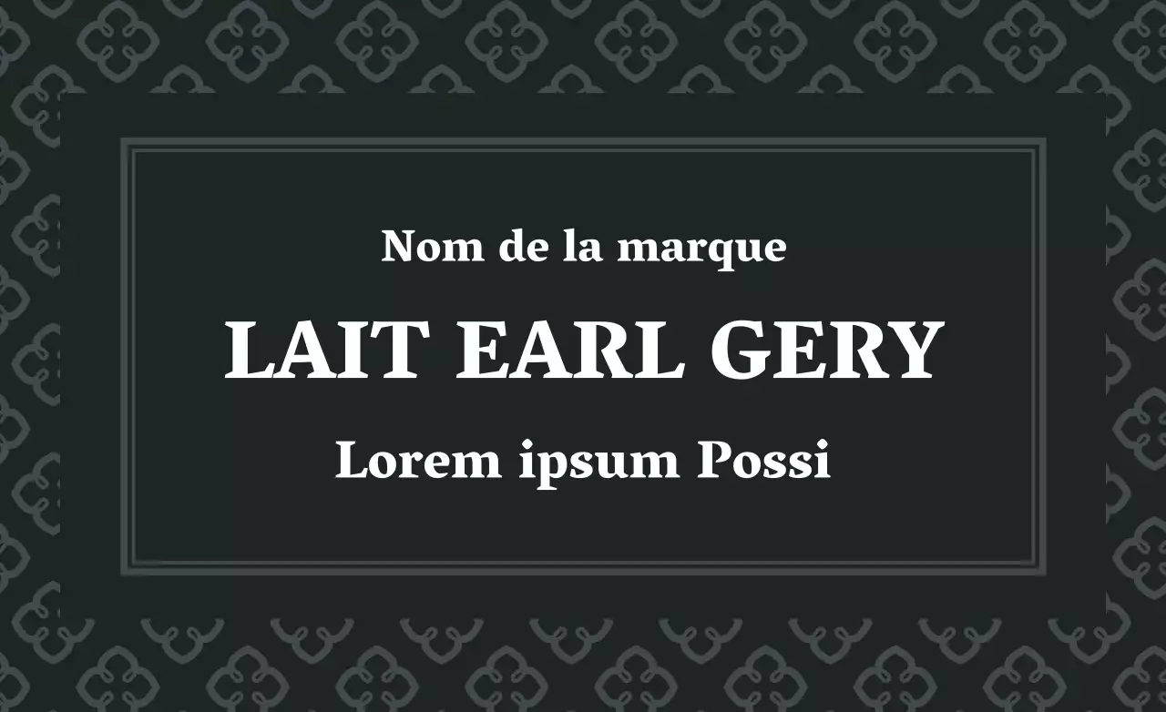 Étiquette de thé au lait Earl Grey, texte simple, noir