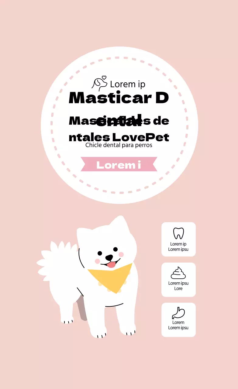 Etiqueta rosa ilustrada para chicles dentales