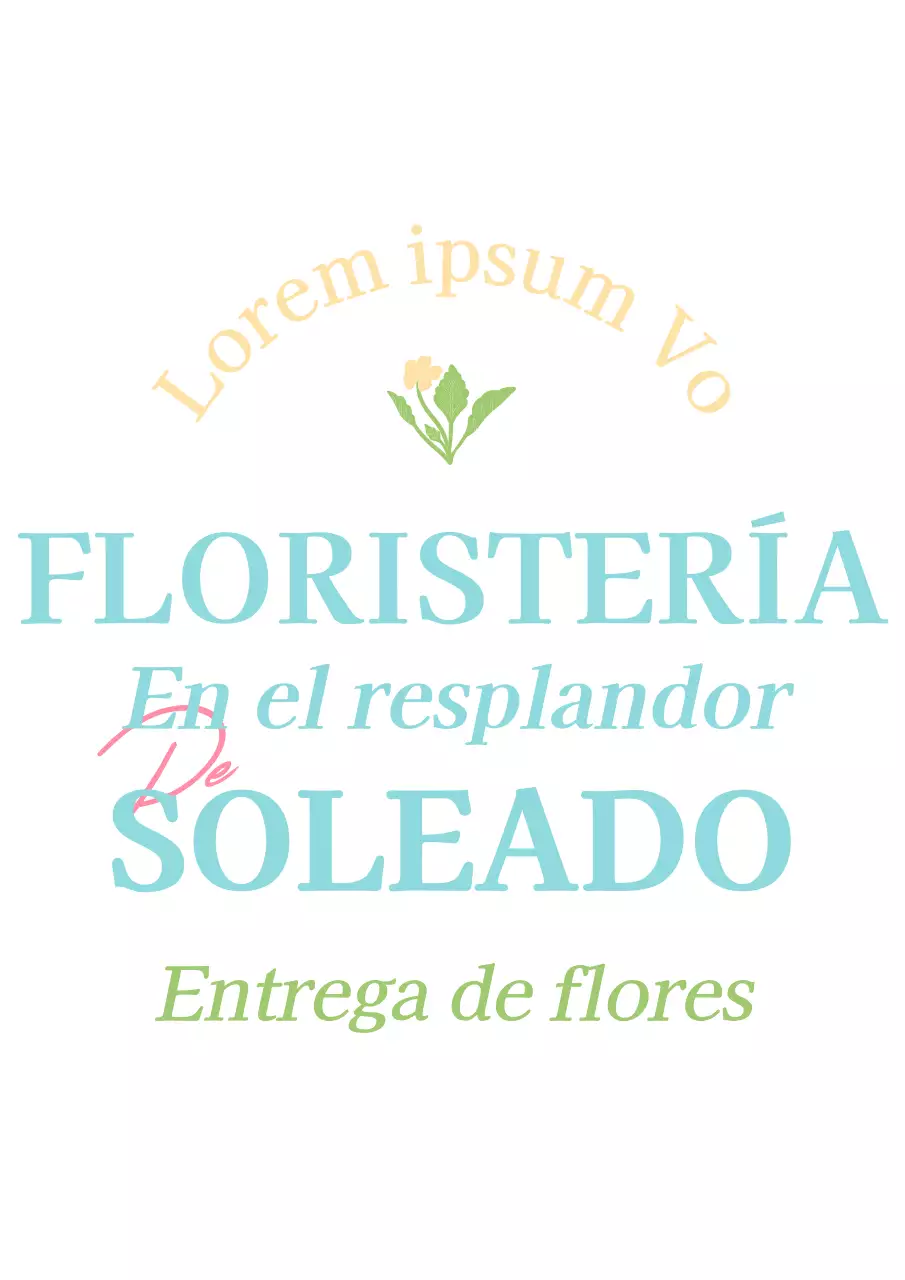 Promocionar una floristería con un concepto vintage de colores pastel con el nombre de la tienda e ilustraciones de flores.