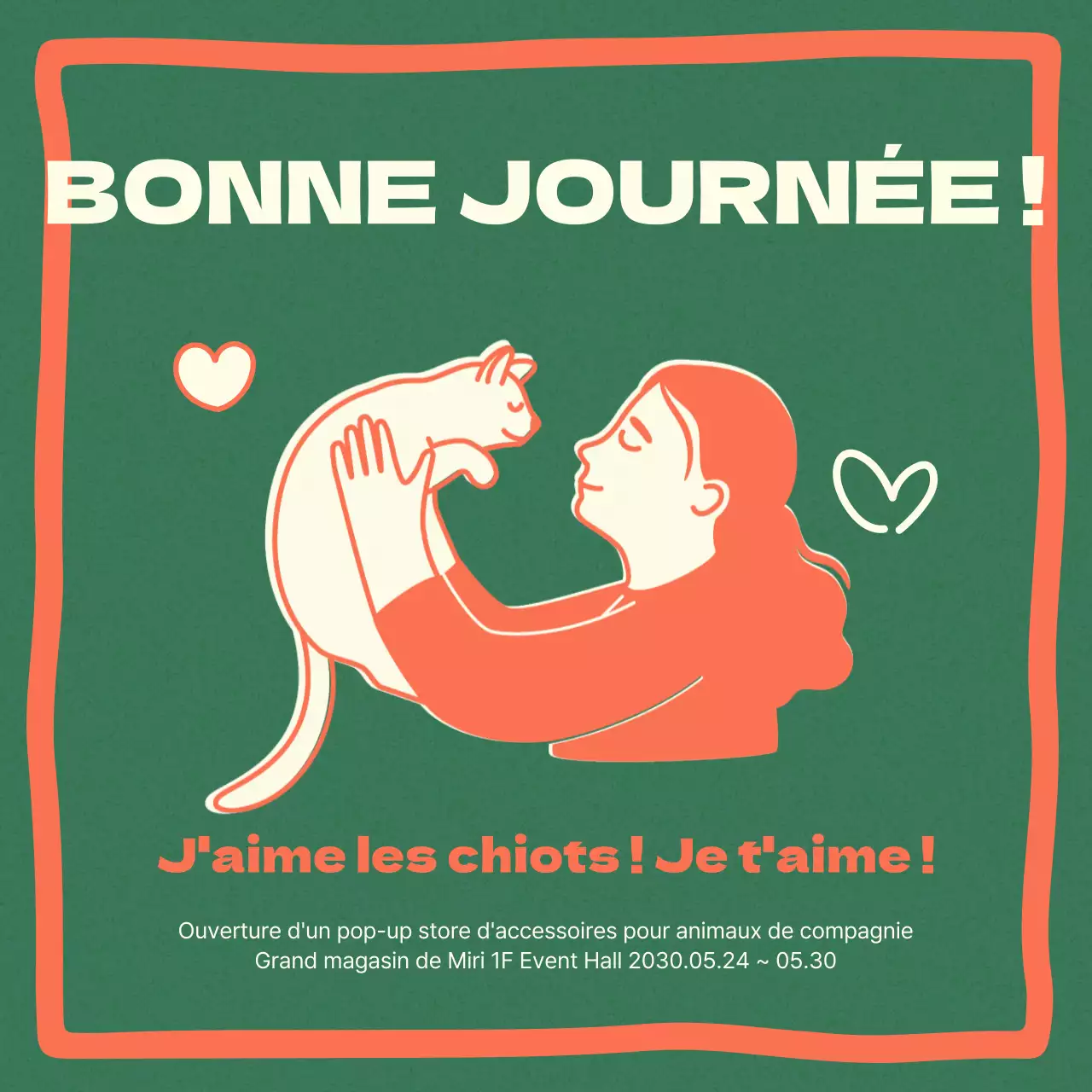 Une promotion mignonne, orange et mentholée pour les animaux de compagnie