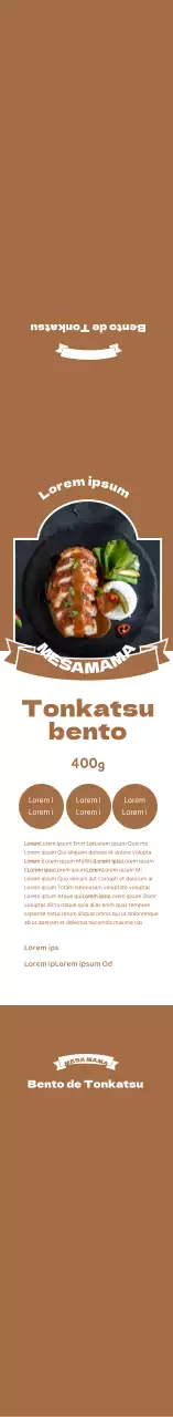 Bento tonkatsu castanho com moldura fotográfica