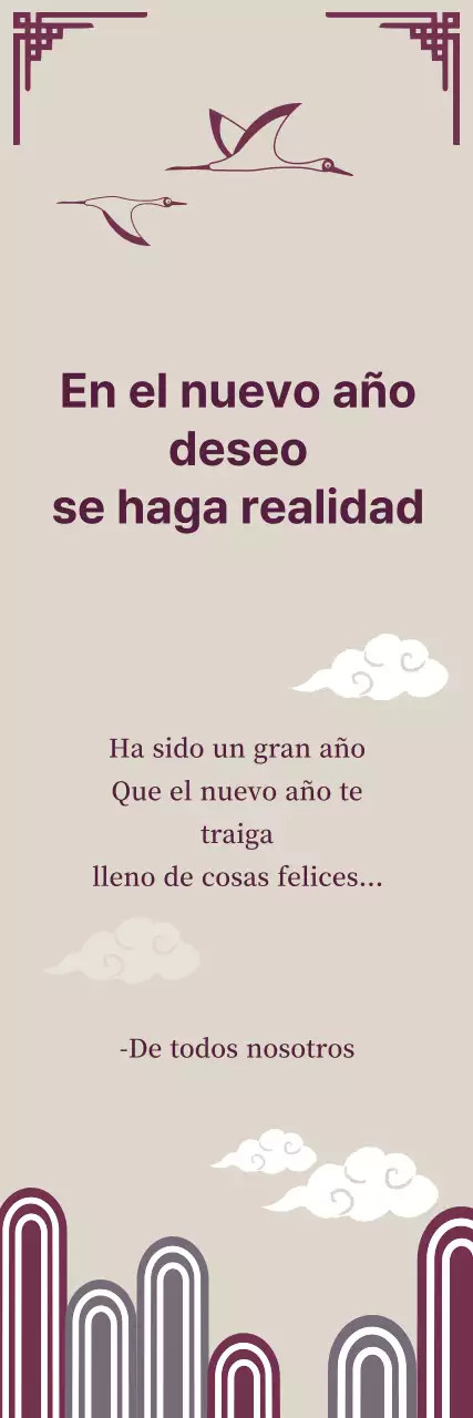 Ilustración beige púrpura Felicitación de Año Nuevo