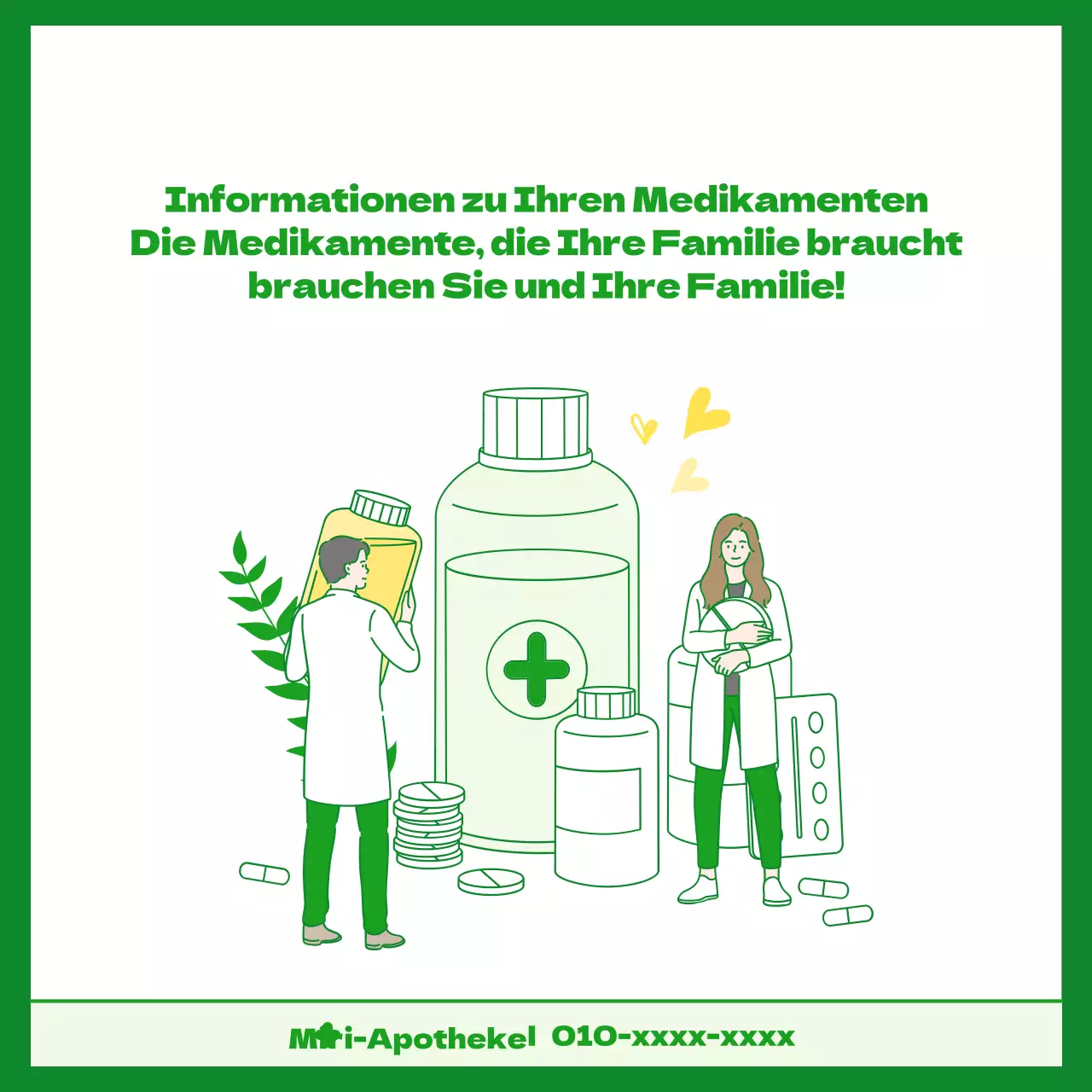 Benötigte Medikamente pro Symptom im grün illustrierten Verschreibungskonzept