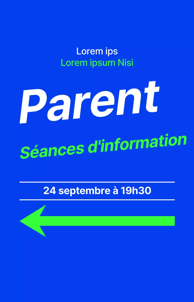 Session d'information des parents d'élèves d'une académie pour les élèves du secondaire, avec le texte surligné en bleu et des couleurs fluorescentes.
