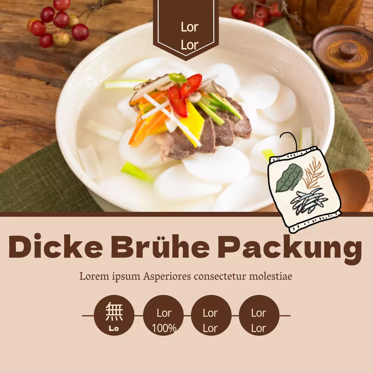 Brühe Stock Runde Aufkleber