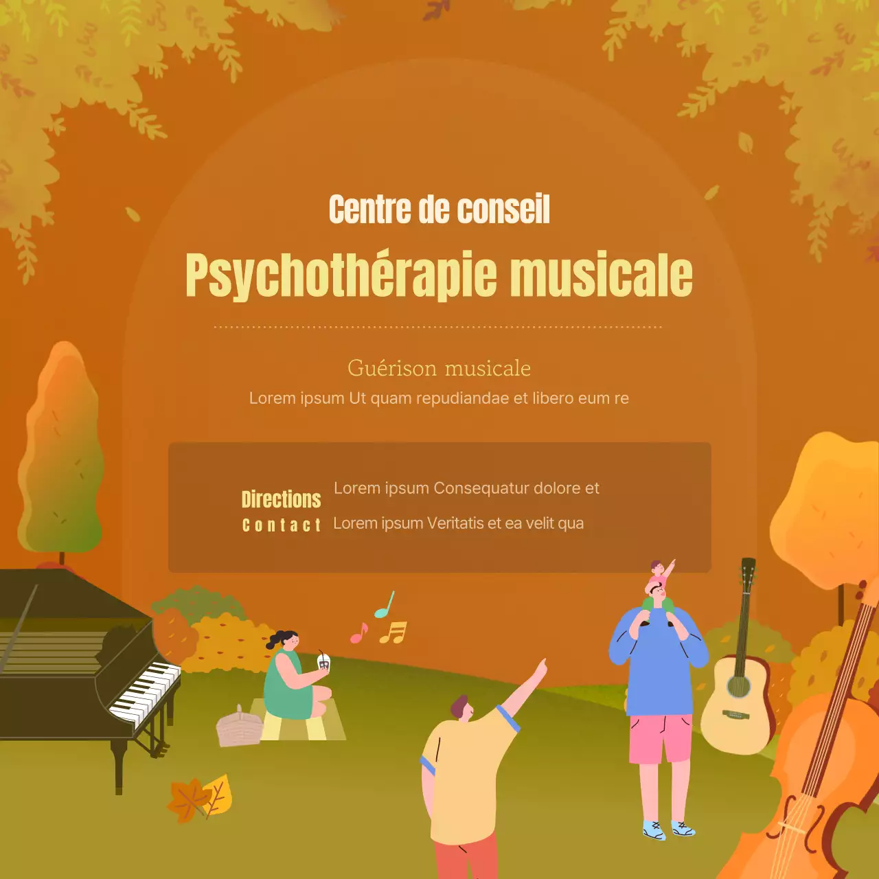 L'effet émotionnel de la musique automnale dans une combinaison kaki et orange