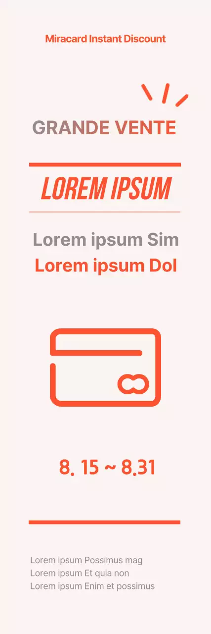 Carte orange et grise, bannière verticale d'événement à prix réduit