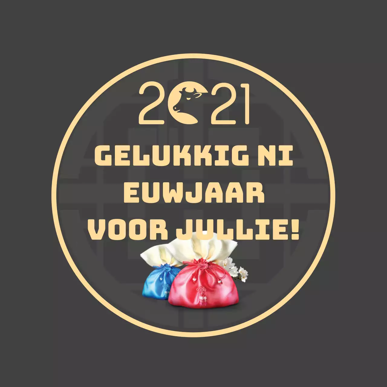 Nieuwjaarswenslabel met gouden fotobelettering