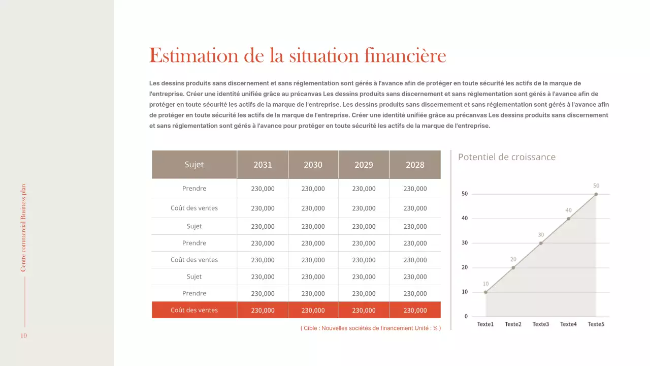 Intérieur simple et chaleureux dans les tons orange et marron Plan d'affaires d'un centre commercial
