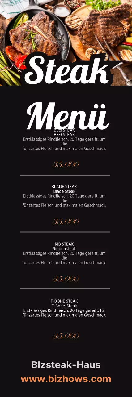 Menü Steak